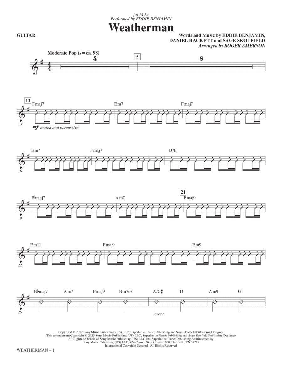 Weatherman (arr. Roger Emerson) - Guitar Choir scores gallery preview page 1