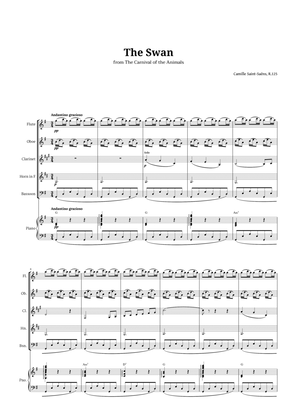 The Swan by Saint-Saëns for Woodwind Quintet and Piano with Chords