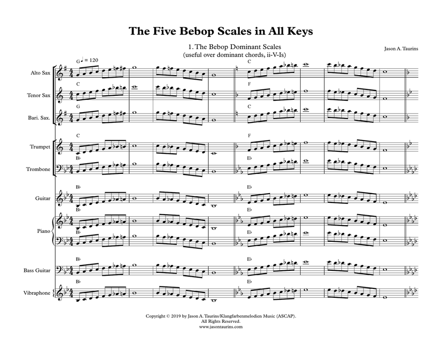 The Five Bebop Scales for Big Band Jazz Ensemble scores gallery preview page 1
