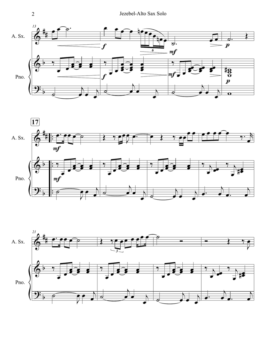 Jezebel Jezebel Alto Saxophone scores gallery preview page 4
