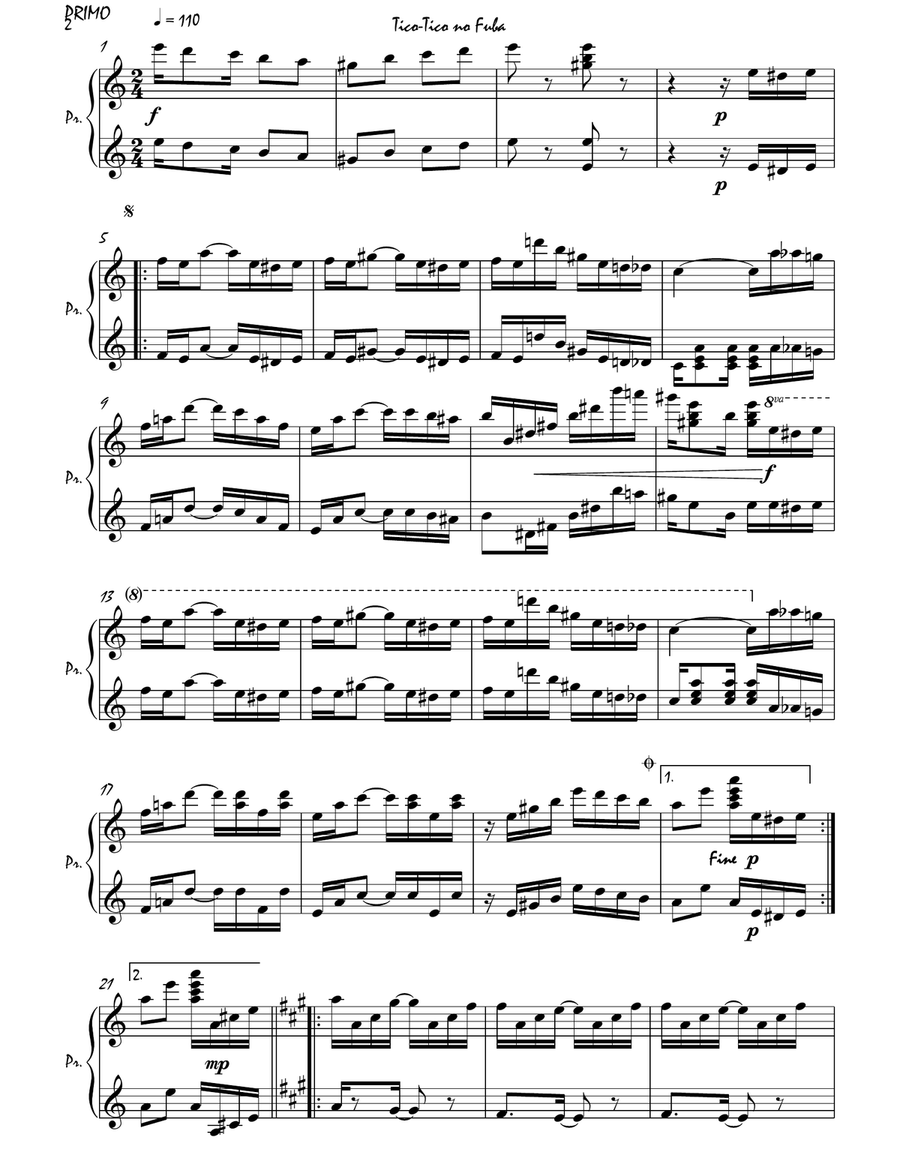 Tico-Tico no Fuba 1 Piano, 4-Hands scores gallery preview page 3