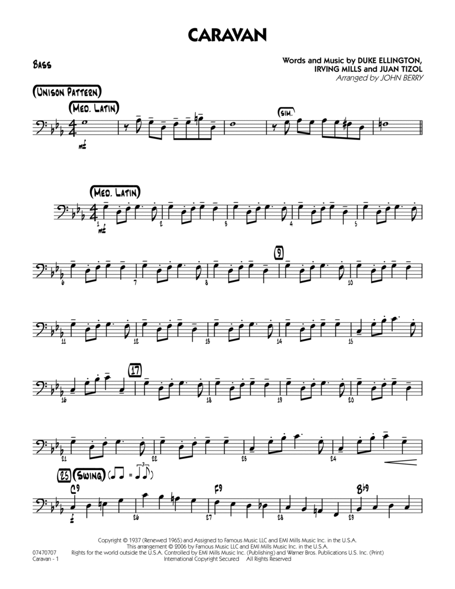 Caravan - Bass Caravan - Bass Jazz Ensemble scores gallery preview page 1