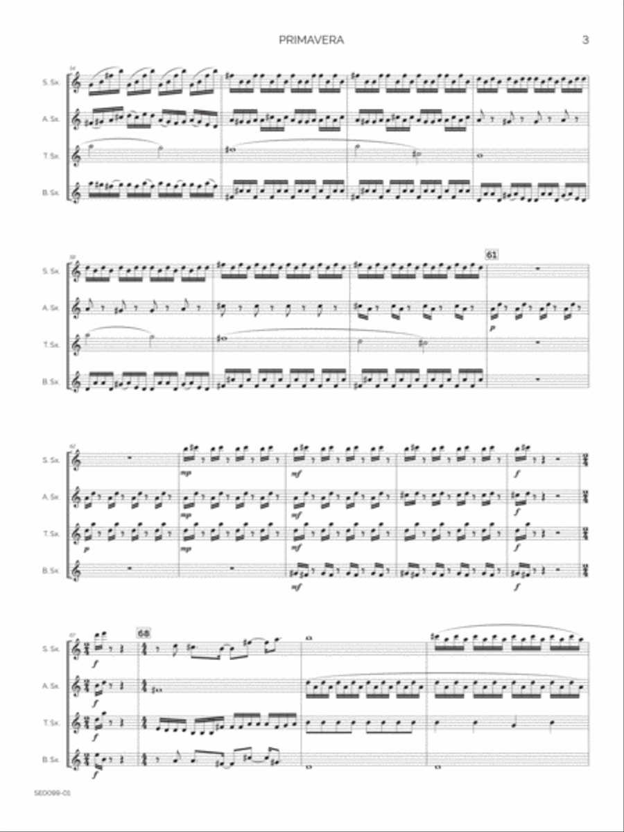 Primavera Saxophone Quartet scores gallery preview page 6