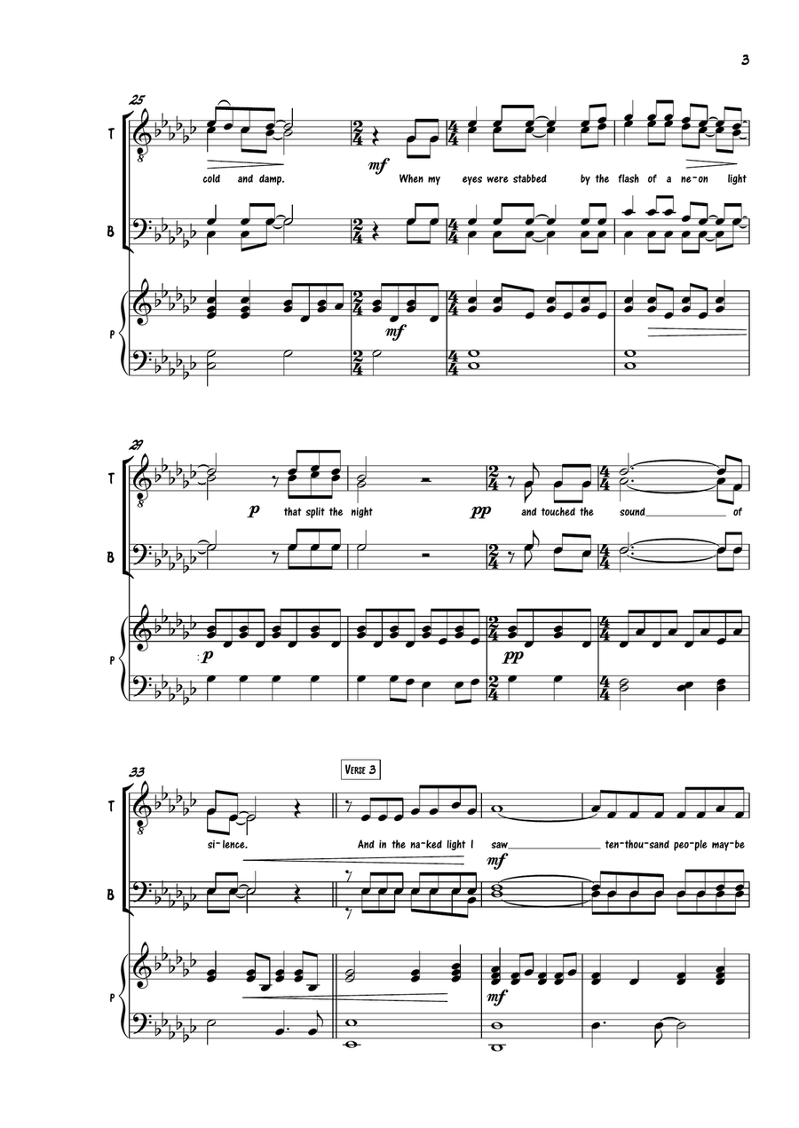 The Sound Of Silence TTBB scores gallery preview page 3