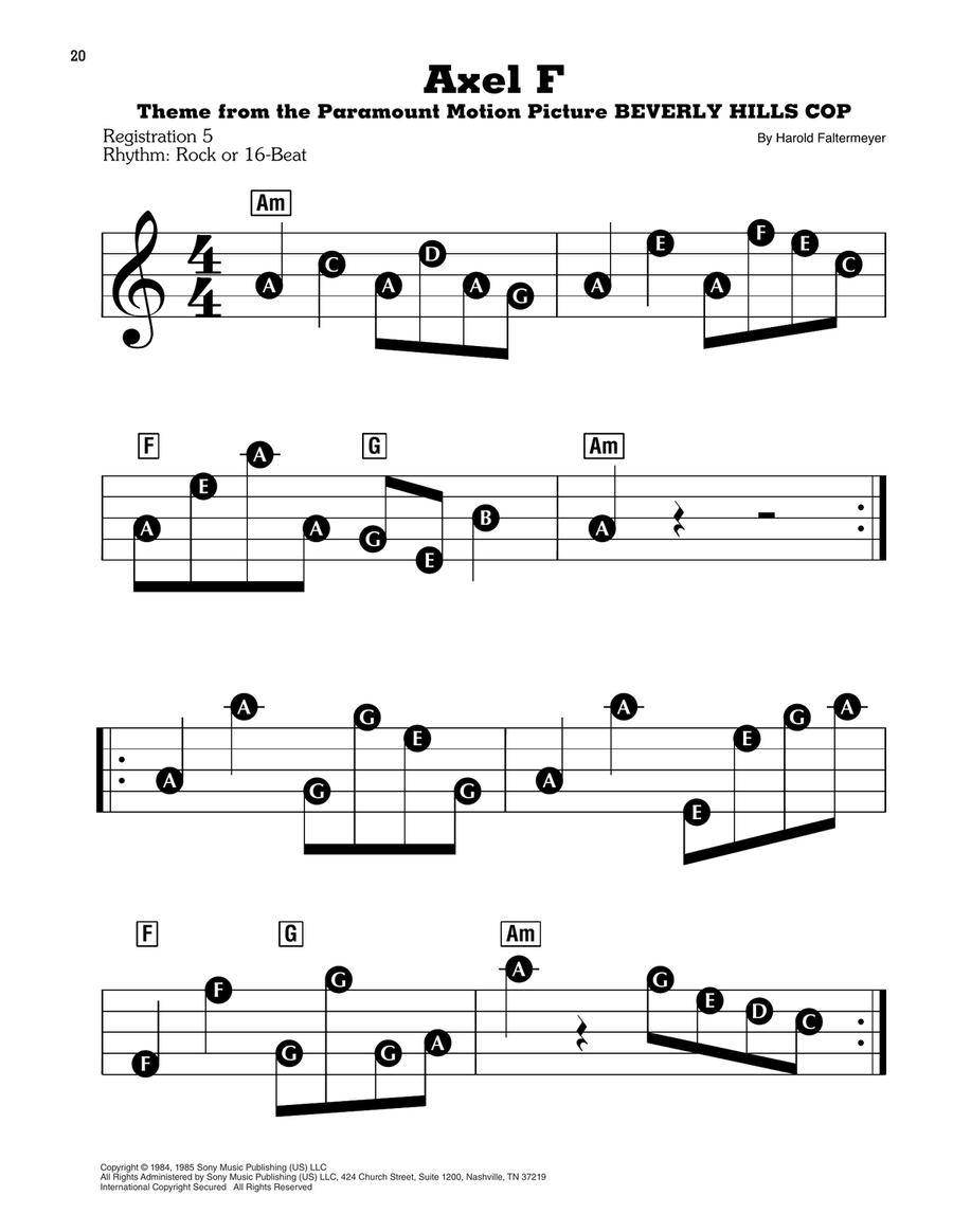 Axel F Electronic Keyboard scores gallery preview page 1