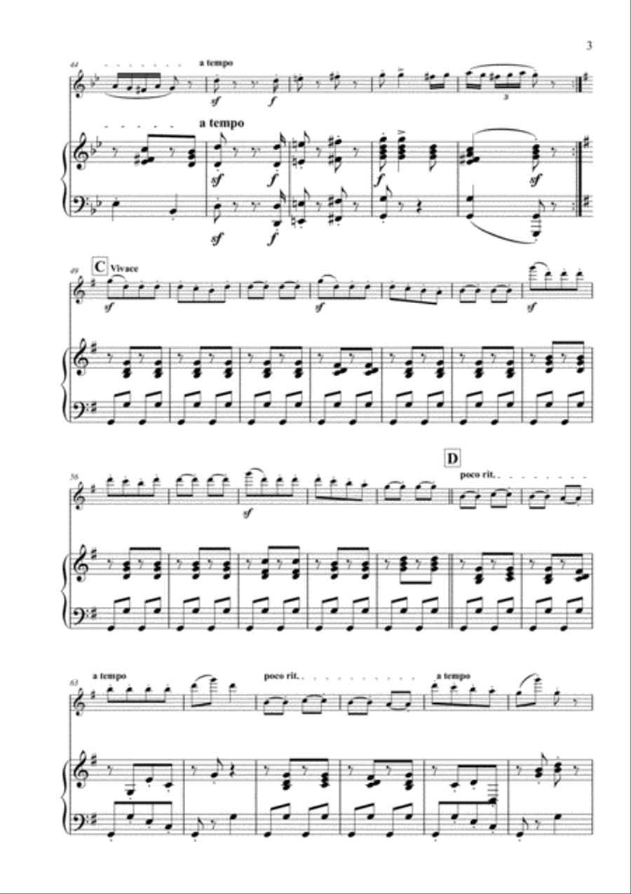 Hungarian Dance No. 5 in G Minor arranged for Violin and Piano Violin Solo scores gallery preview page 5