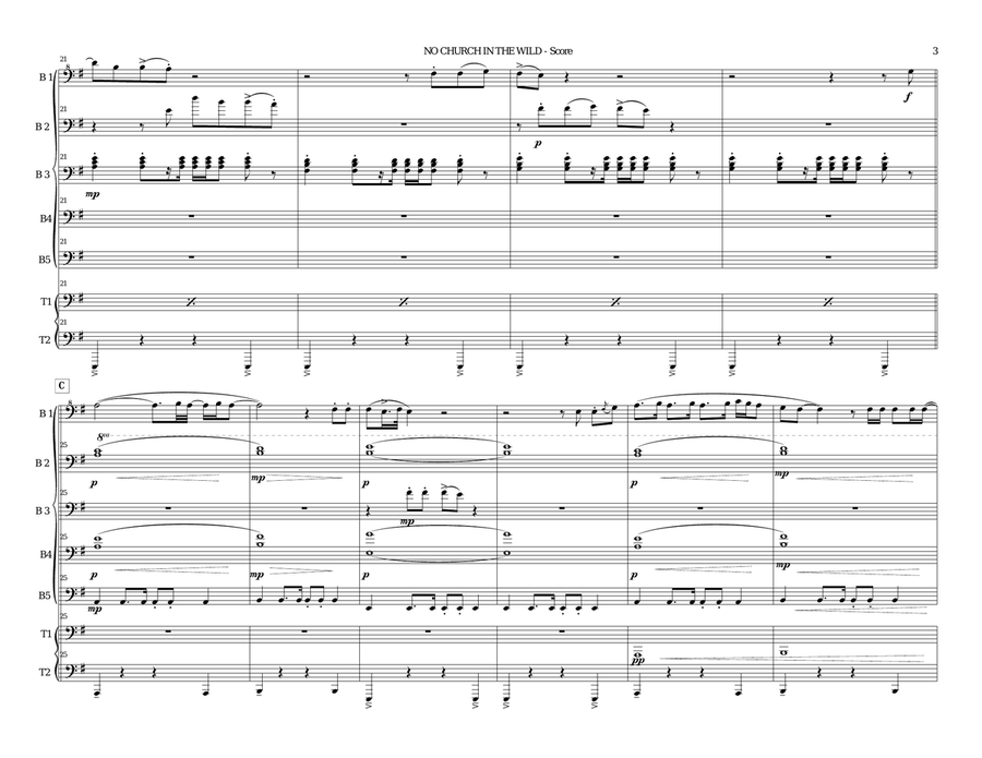 No Church In The Wild No Church In The Wild Brass Ensemble scores gallery preview page 3