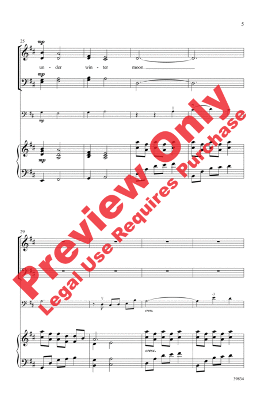 Under Winter Moon 4-Part scores gallery preview page 5