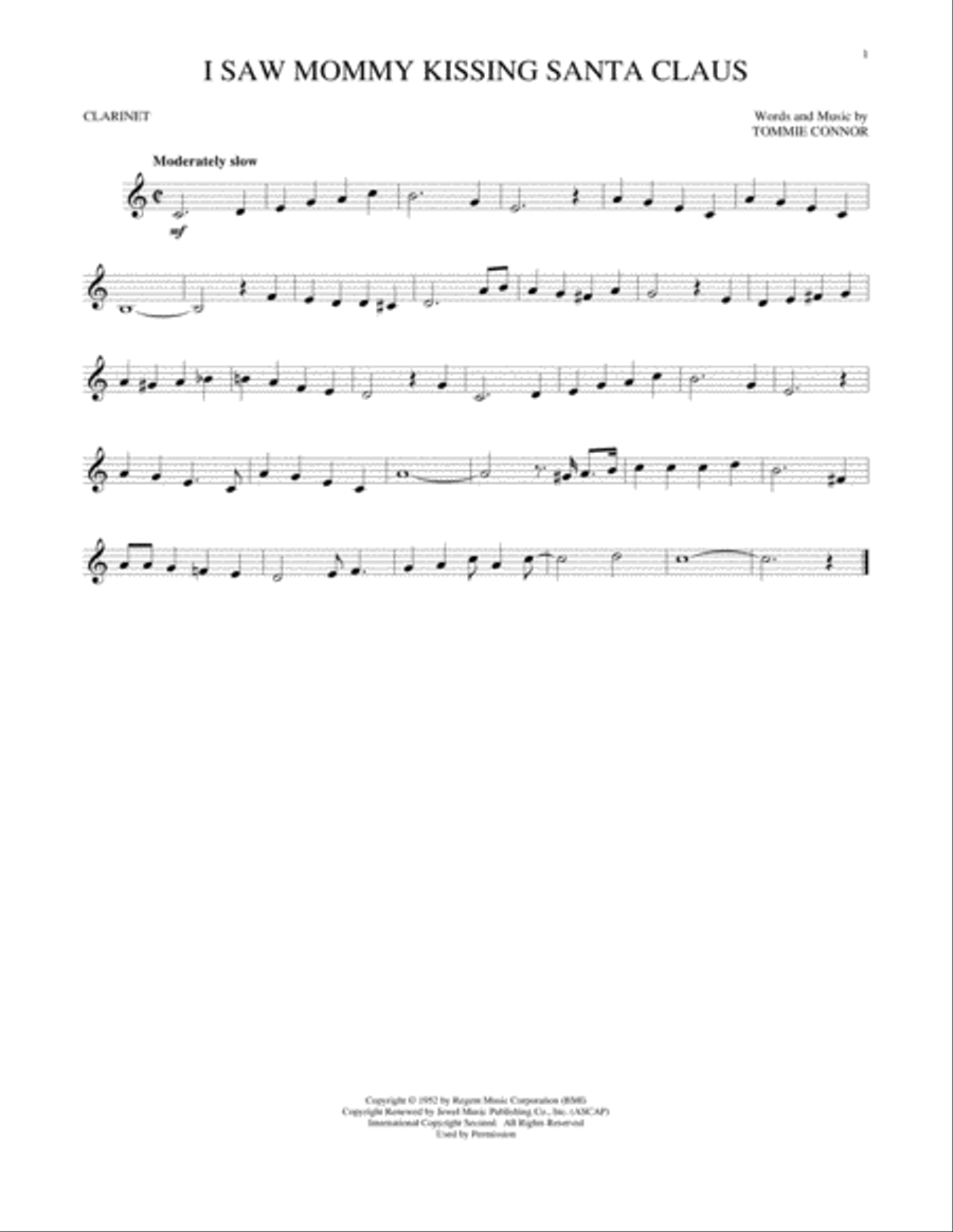 I Saw Mommy Kissing Santa Claus Clarinet Solo scores gallery preview page 1