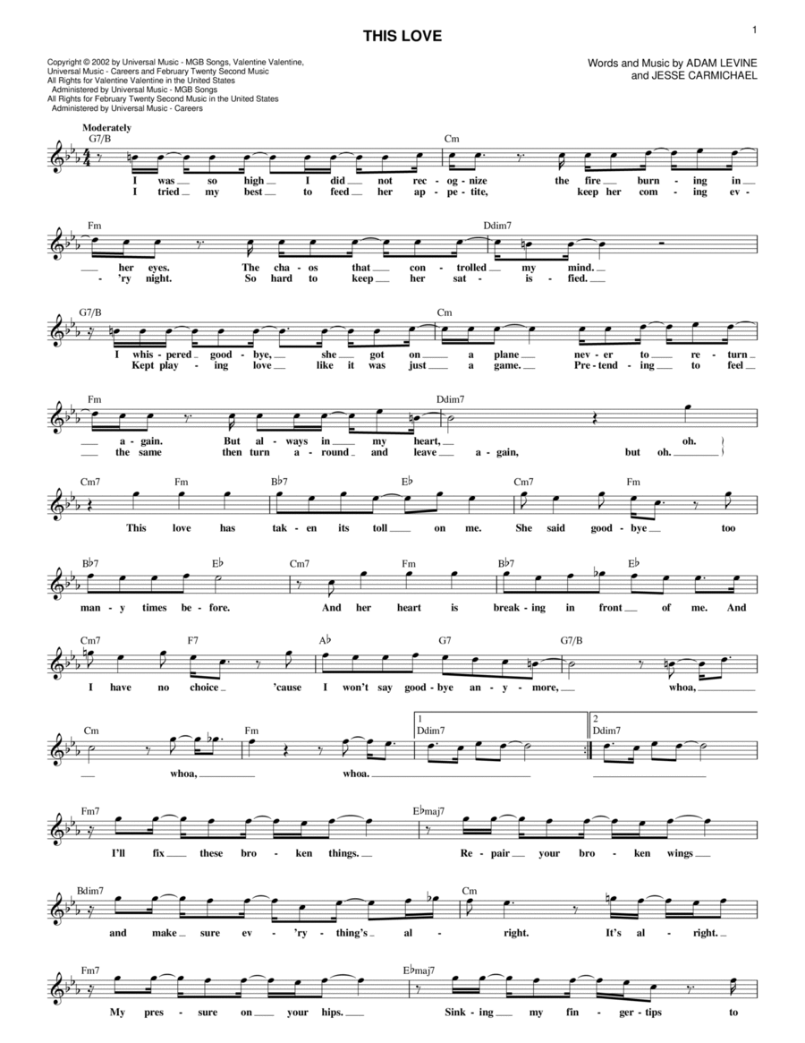 This Love This Love Piano scores gallery preview page 1