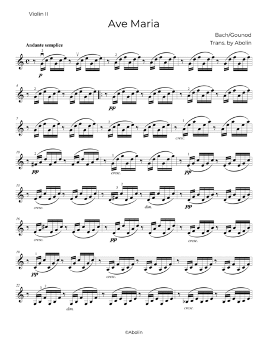 Ave Maria (Bach/Gounod, and Schubert) - String Quartet String Quartet scores gallery preview page 3