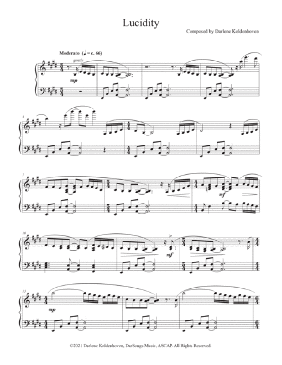 Lucidity Piano Solo scores gallery preview page 2