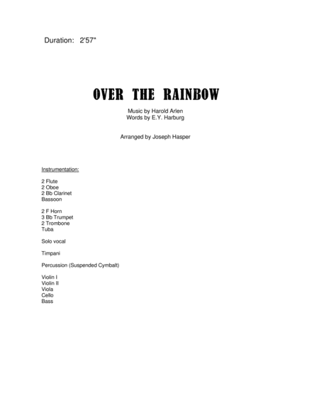 Over The Rainbow (from The Wizard Of Oz-score only)