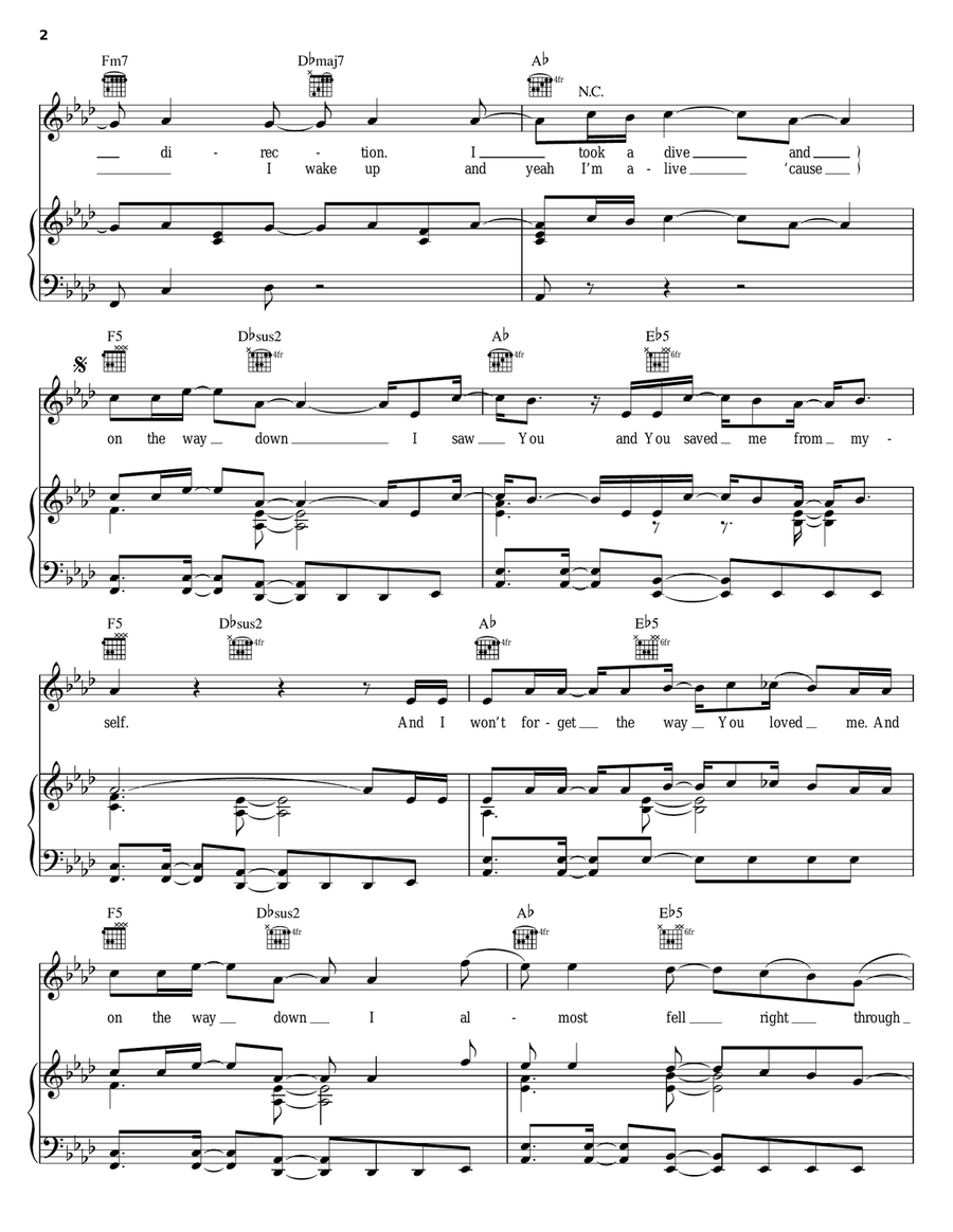 On The Way Down Piano, Vocal, Guitar scores gallery preview page 2
