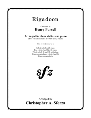 Rigadoon, for three violins and piano