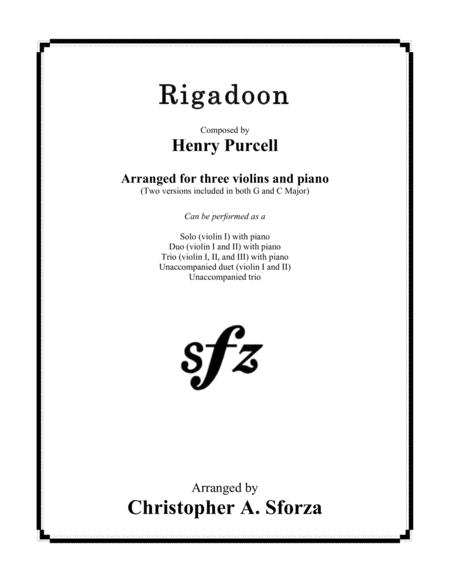 Rigadoon, for three violins and piano image number null
