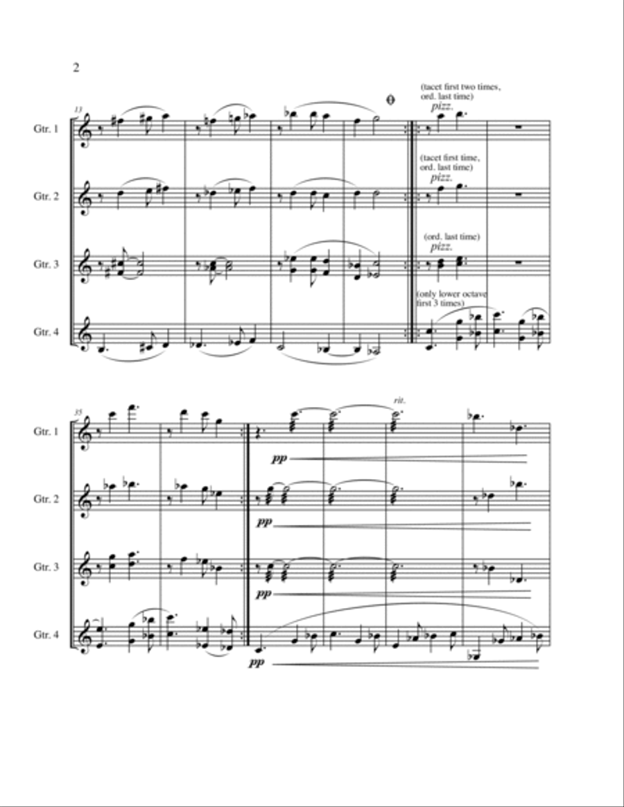Cuatro piezas para cuatro guitarras (Four Pieces for Guitar Quartet) Guitar Ensemble scores gallery preview page 3