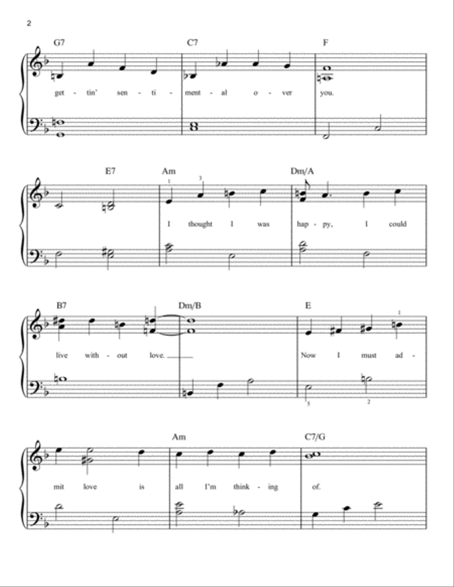 I'm Getting Sentimental Over You Easy Piano scores gallery preview page 2