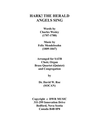 Hark! the Herald Angels Sing for SATB Choir, Organ and Brass Quartet
