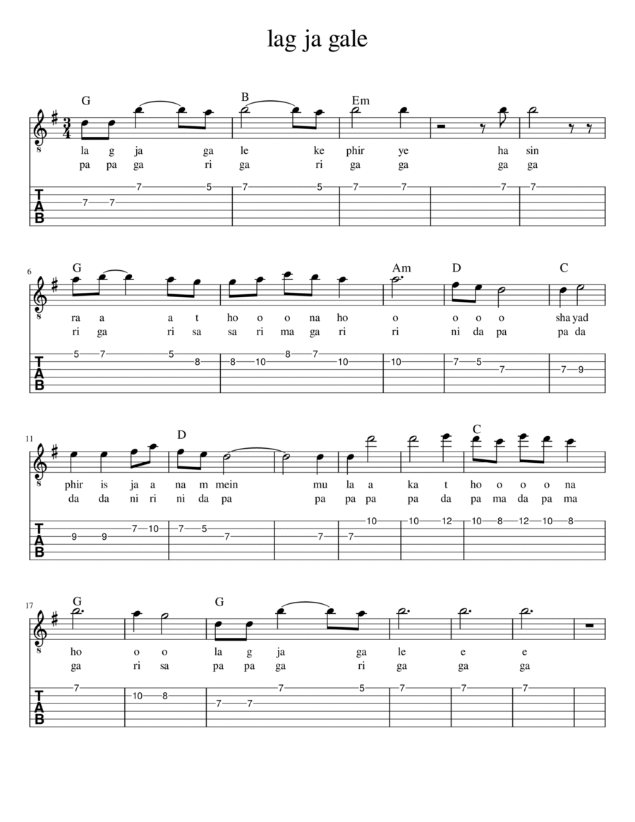 66 bollywood hits Guitar Tablature scores gallery preview page 1