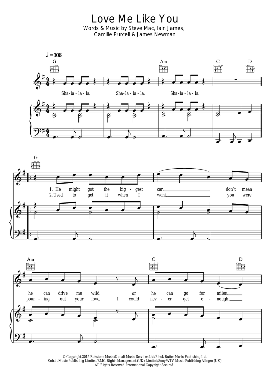 Love Me Like You Love Me Like You Piano, Vocal, Guitar scores gallery preview page 1