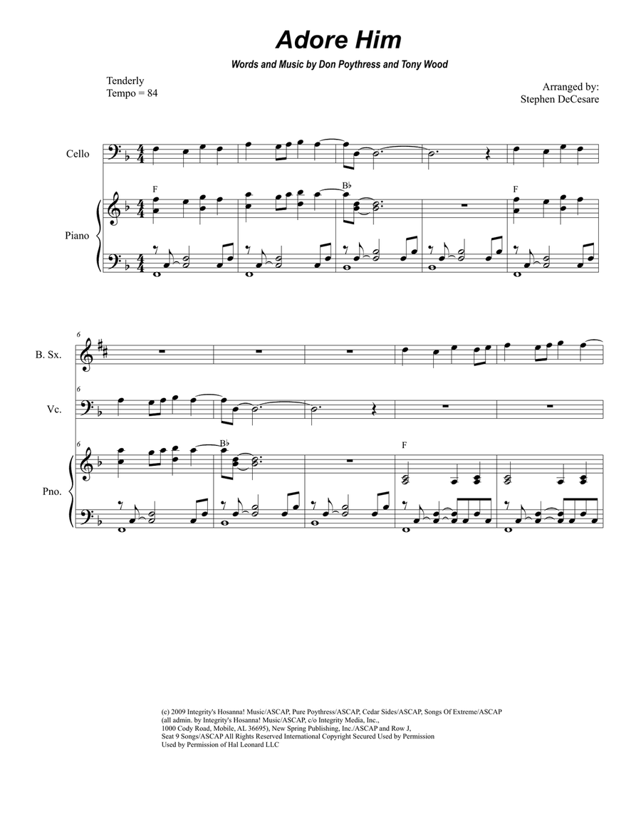 Adore Him Adore Him Saxophone Quartet scores gallery preview page 1