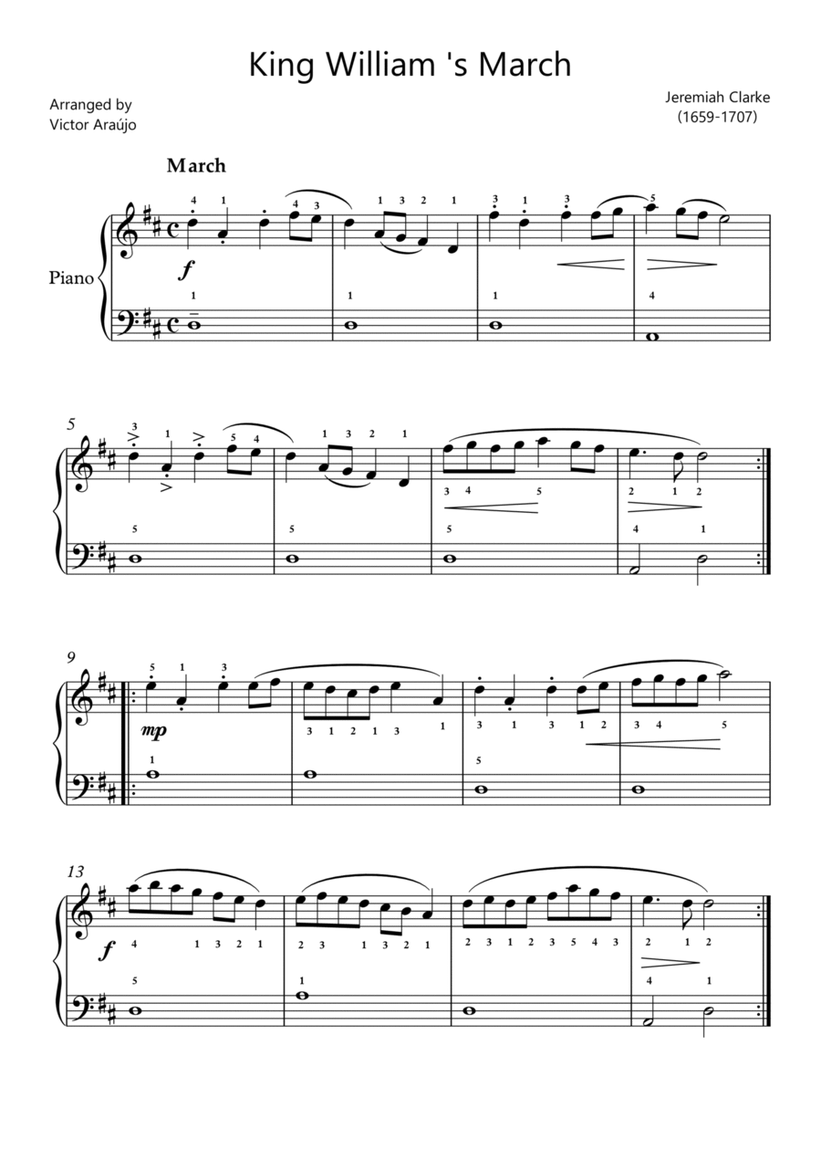 King William 's March - Easy Piano Chamber Music scores gallery preview page 1