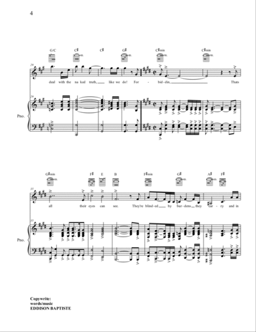 FORBIDDEN Piano, Vocal, Guitar scores gallery preview page 4