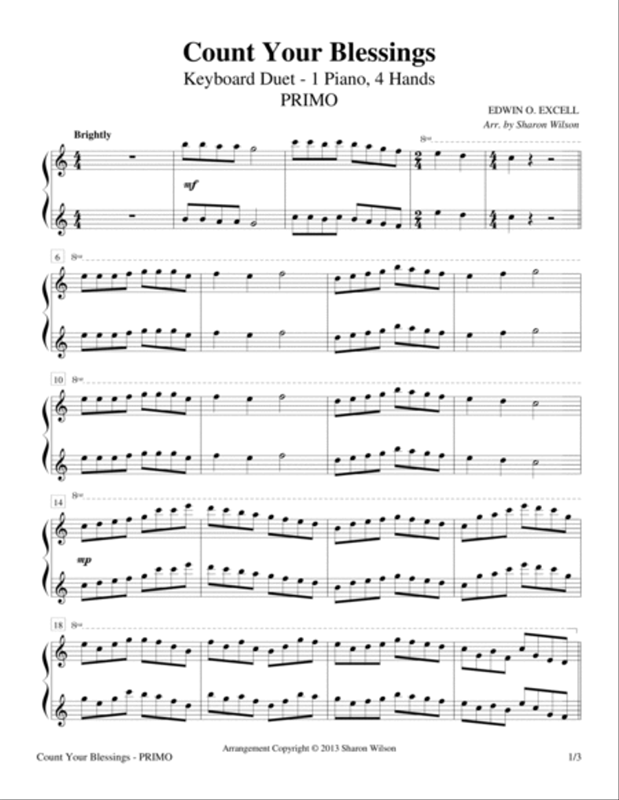 Count Your Blessings (1 Piano, 4 Hands) 1 Piano, 4-Hands scores gallery preview page 2