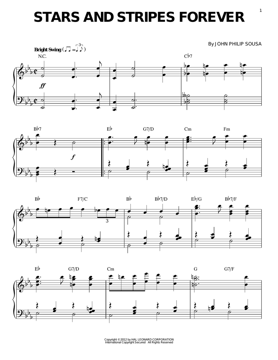 Stars And Stripes Forever (arr. Brent Edstrom) Piano Solo scores gallery preview page 1