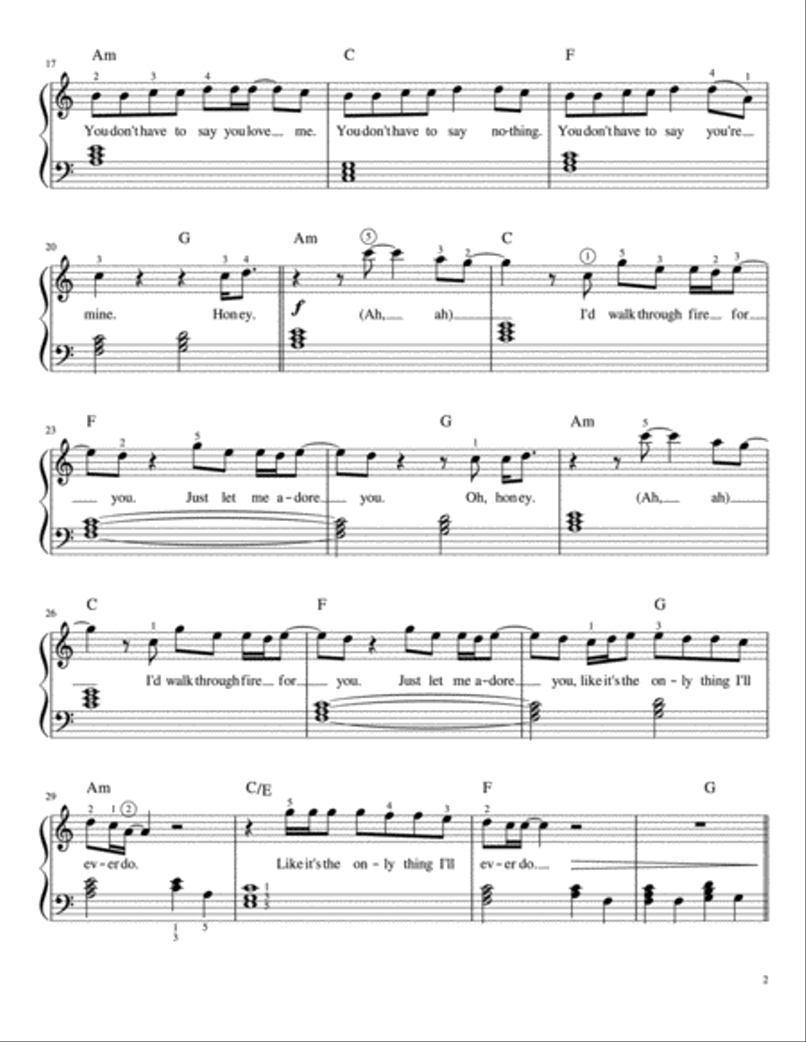 Adore You Easy Piano scores gallery preview page 2