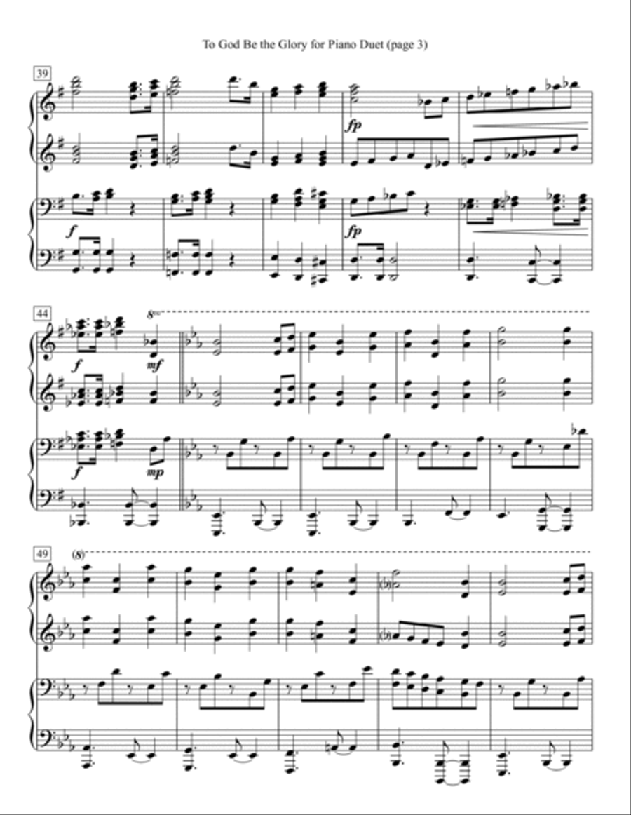 To God Be the Glory for Piano Duet 1 Piano, 4-Hands scores gallery preview page 3