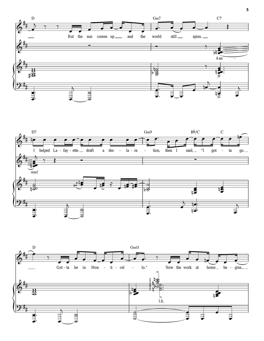 What'd I Miss (from Hamilton) Piano, Vocal scores gallery preview page 5