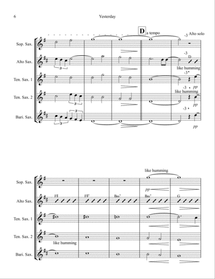 Yesterday Small Ensemble scores gallery preview page 6