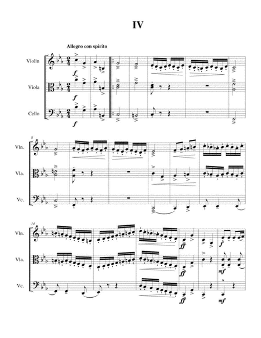 String Trio No 1 in C minor, Op 3 Mvmt 4 String Trio scores gallery preview page 1