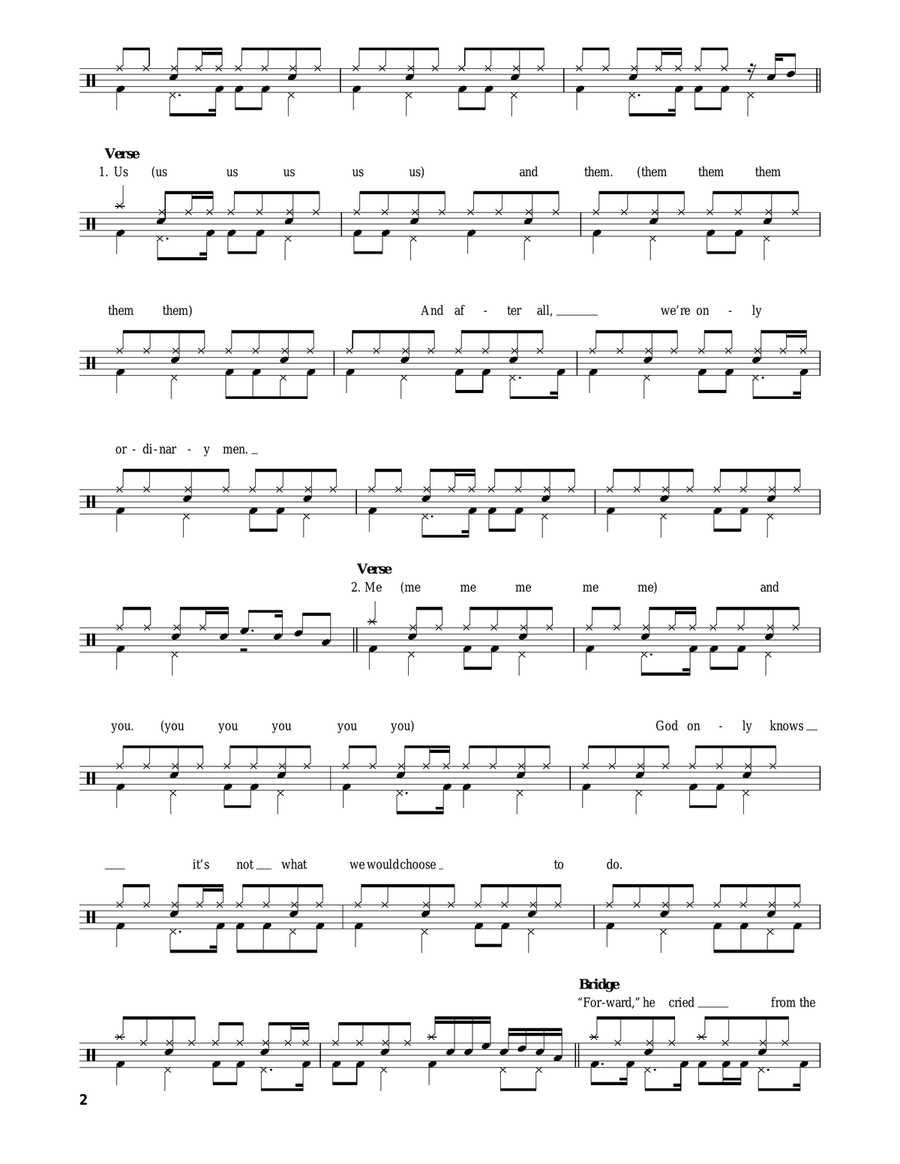 Us And Them Us And Them Drum Set scores gallery preview page 2