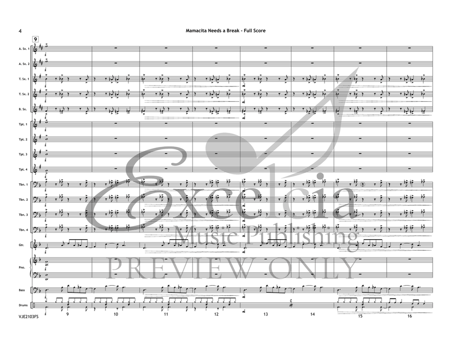Mamacita Needs a Break (Score) Jazz Ensemble scores gallery preview page 5