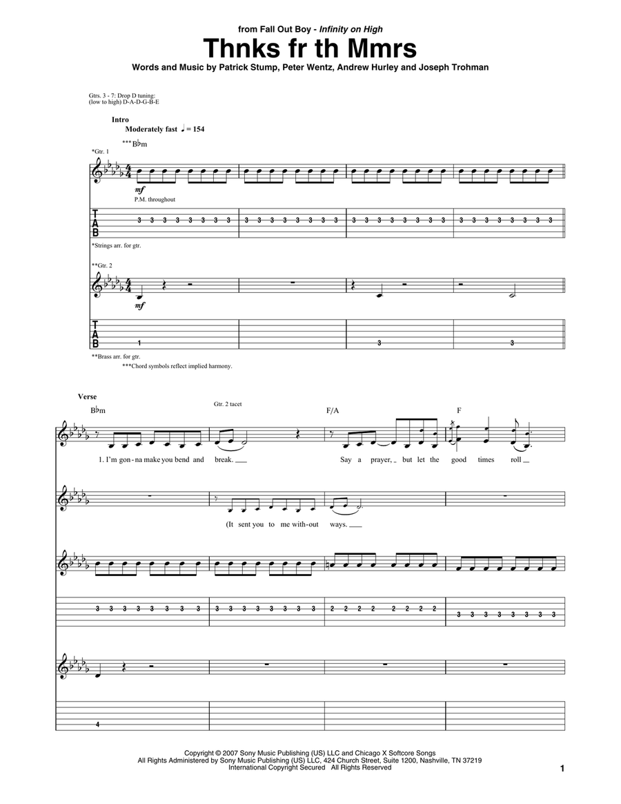 Thnks Fr Th Mmrs Acoustic Guitar scores gallery preview page 1