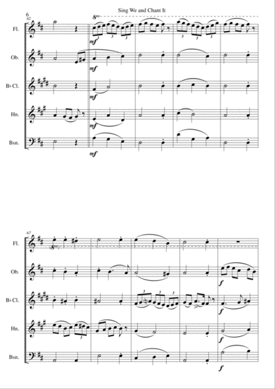 Sing we and chant it (with variations) for wind quintet Woodwind Quintet scores gallery preview page 6