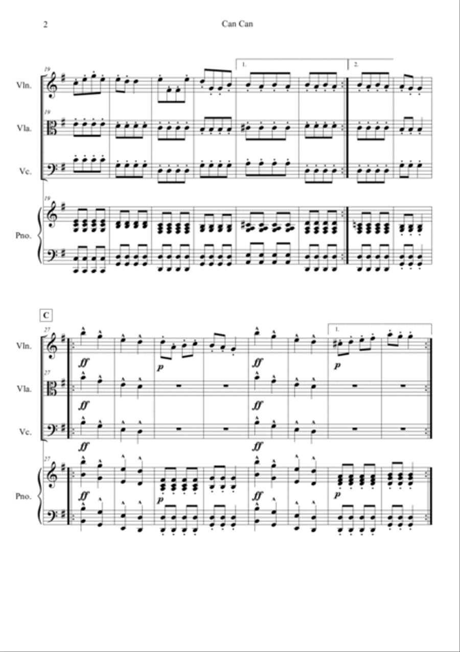 Can Can (from Orpheus in the Underworld) Piano Quartet scores gallery preview page 2