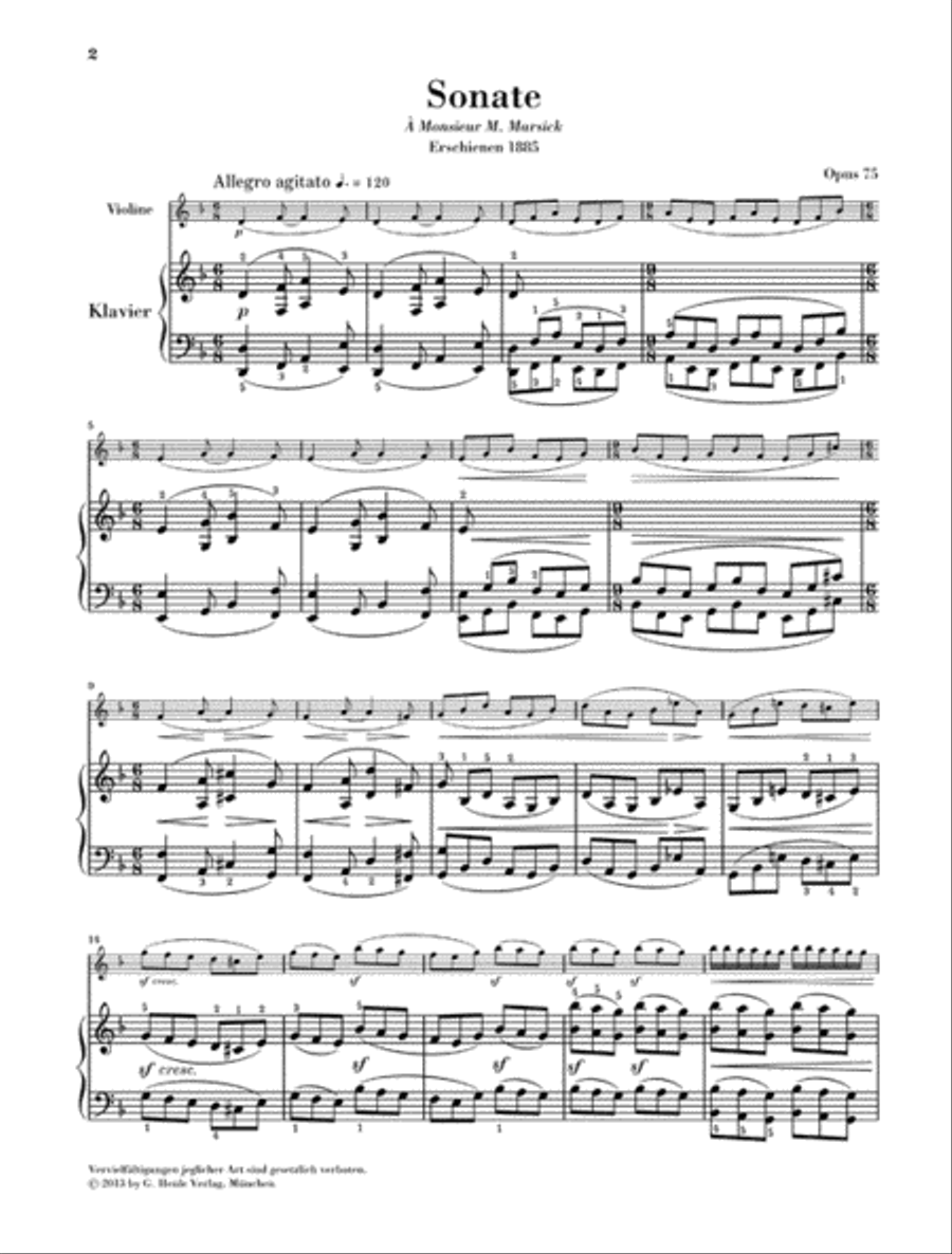 Sonata No. 1 in D minor, Op. 75 Violin Solo scores gallery preview page 2