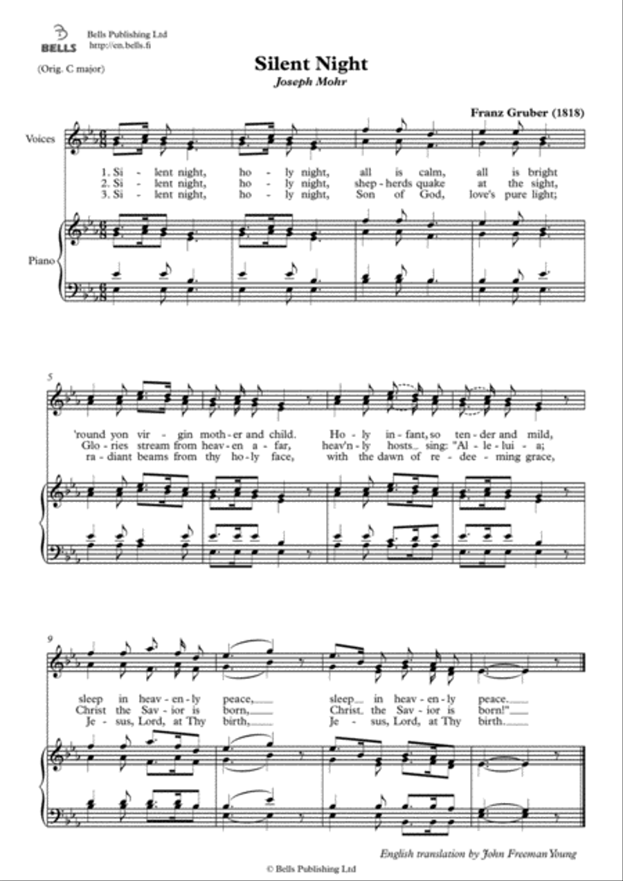 Silent night, holy night (Duet) (E-flat Major) Piano Accompaniment scores gallery preview page 1