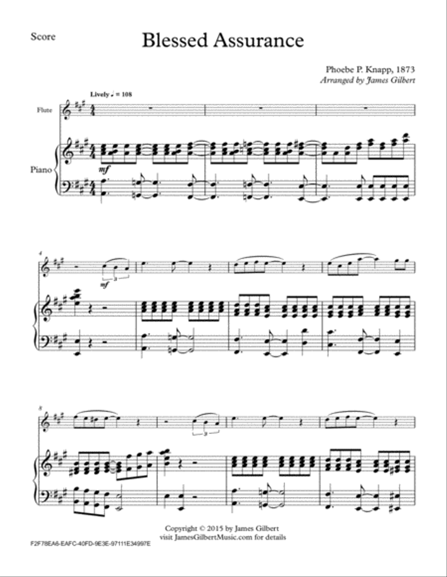 Blessed Assurance Flute Solo scores gallery preview page 1