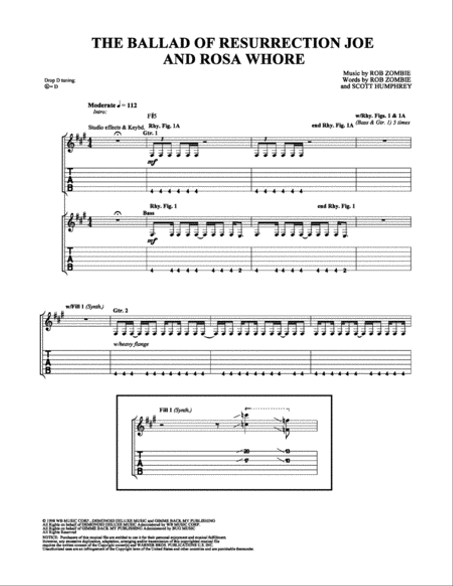 The Ballad of Resurrection Joe and Rosa Whore Electric Guitar scores gallery preview page 1