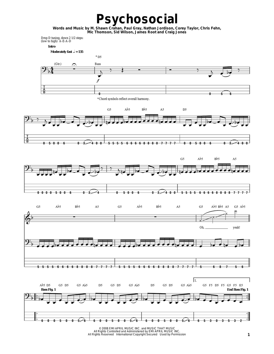 Psychosocial Electric Guitar scores gallery preview page 1