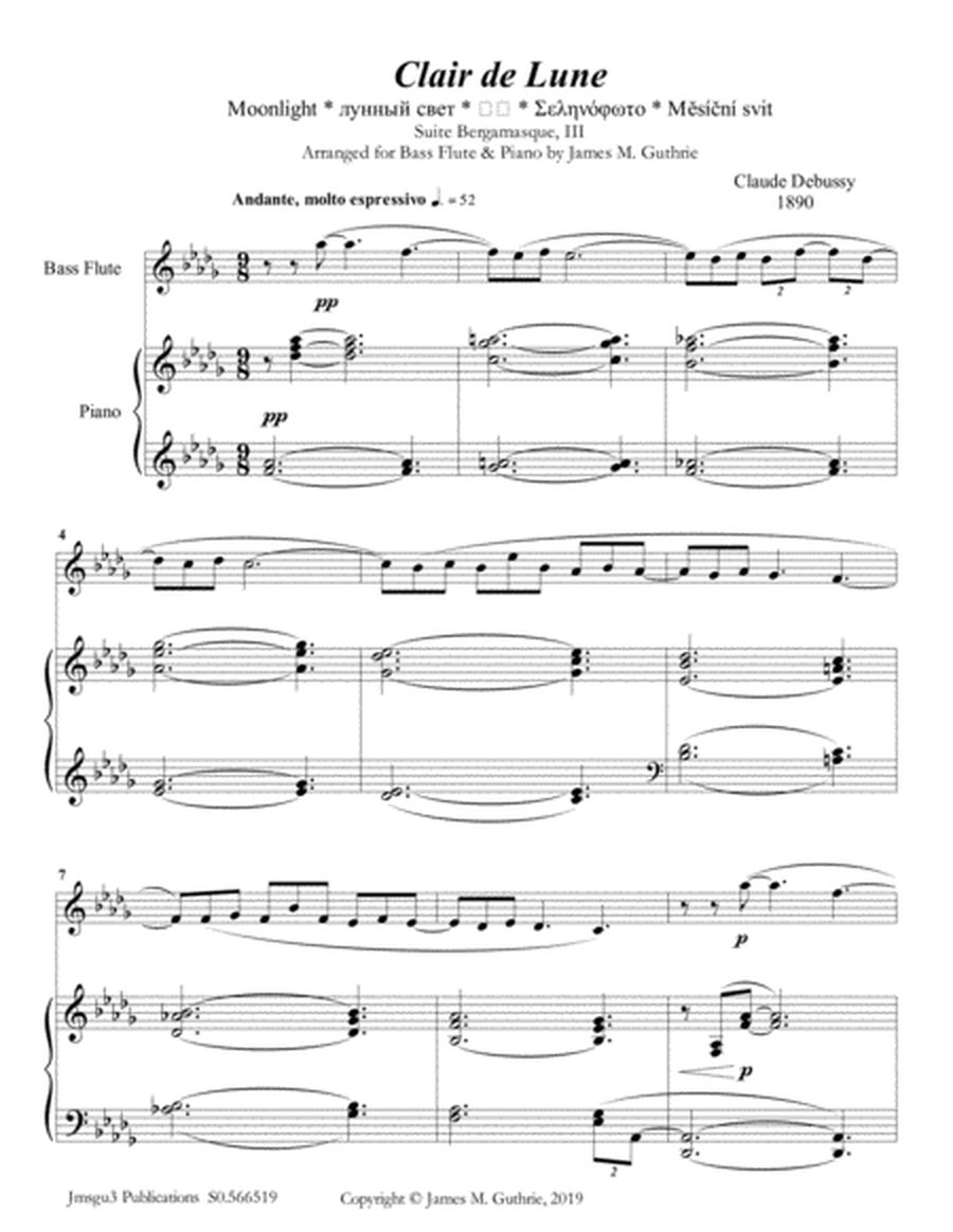 Debussy: Claire de Lune for Bass Flute & Piano image number null