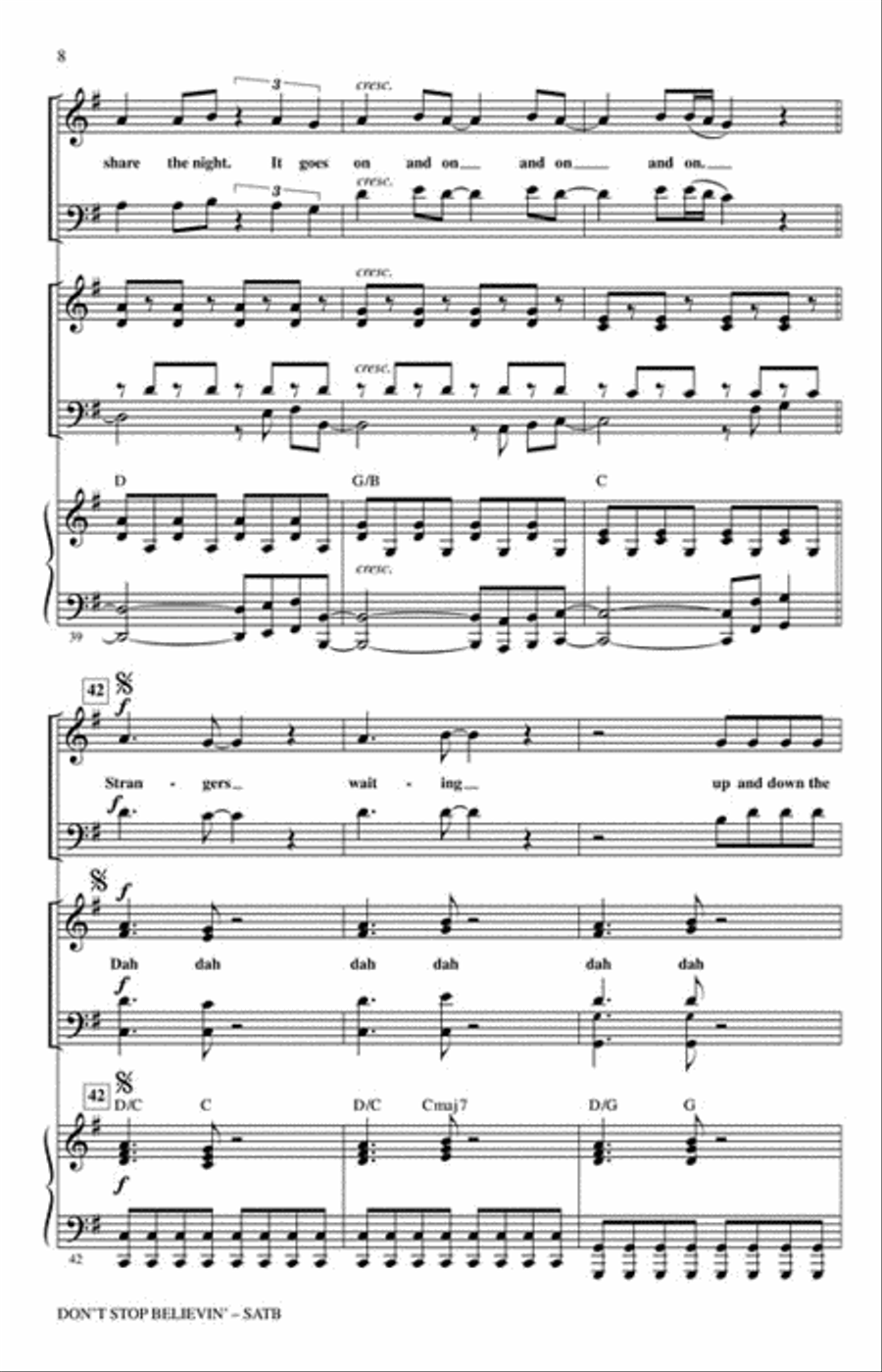 Don't Stop Believin' 4-Part scores gallery preview page 3