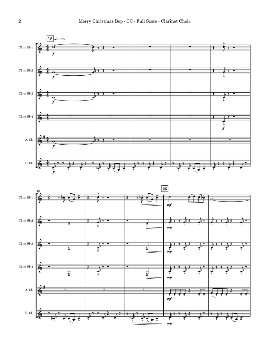Merry Christmas Bop Clarinet Choir scores gallery preview page 2