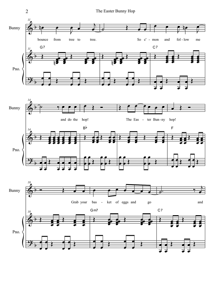 The Easter Bunny Hop Piano, Vocal scores gallery preview page 3
