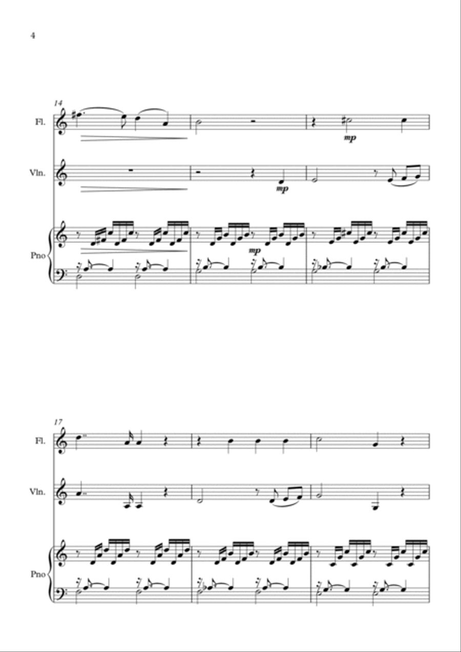 Ave Maria (Gounod - Bach) for Violin, Flute, Piano - Score Only Small Ensemble scores gallery preview page 4